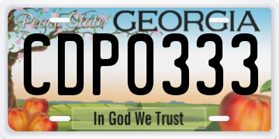 GA license plate CDP0333
