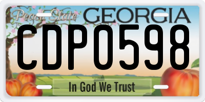 GA license plate CDP0598