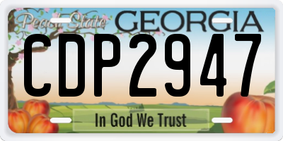 GA license plate CDP2947