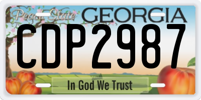 GA license plate CDP2987