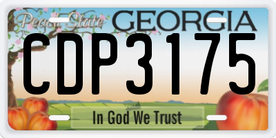 GA license plate CDP3175