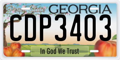GA license plate CDP3403
