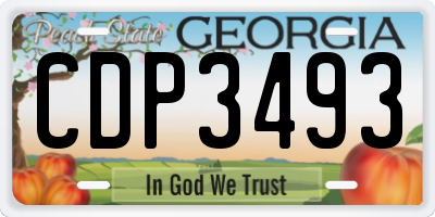 GA license plate CDP3493