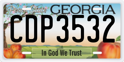 GA license plate CDP3532