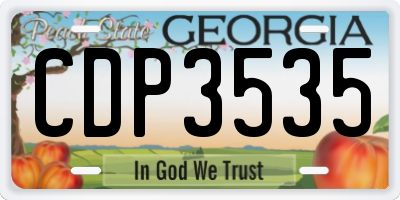 GA license plate CDP3535