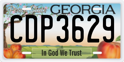 GA license plate CDP3629