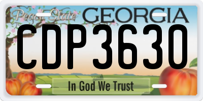 GA license plate CDP3630