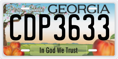 GA license plate CDP3633
