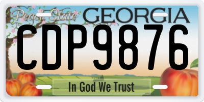 GA license plate CDP9876