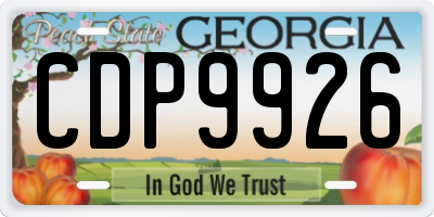 GA license plate CDP9926