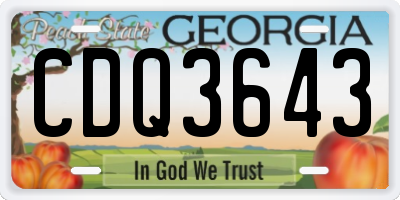 GA license plate CDQ3643