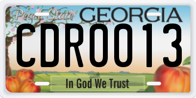 GA license plate CDR0013