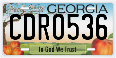 GA license plate CDR0536