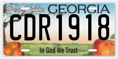 GA license plate CDR1918