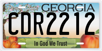GA license plate CDR2212