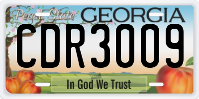 GA license plate CDR3009