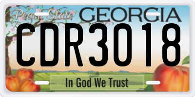 GA license plate CDR3018