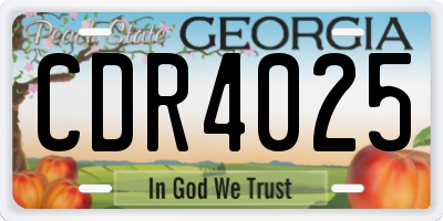 GA license plate CDR4025