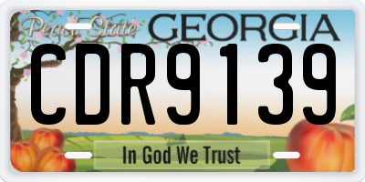 GA license plate CDR9139