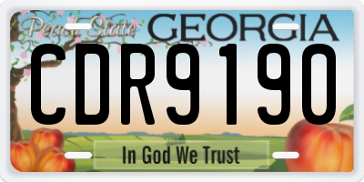 GA license plate CDR9190