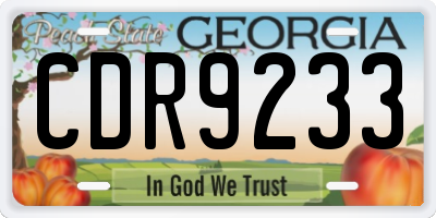 GA license plate CDR9233