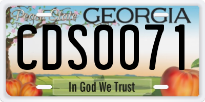 GA license plate CDS0071