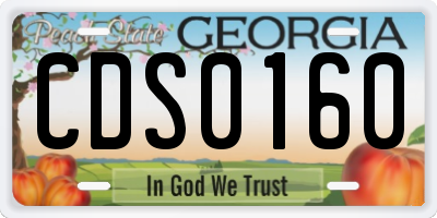 GA license plate CDS0160