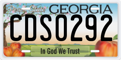 GA license plate CDS0292