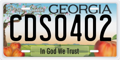GA license plate CDS0402