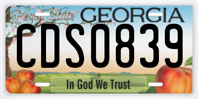 GA license plate CDS0839