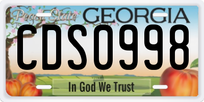 GA license plate CDS0998