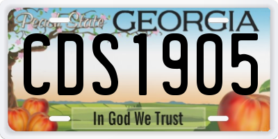 GA license plate CDS1905