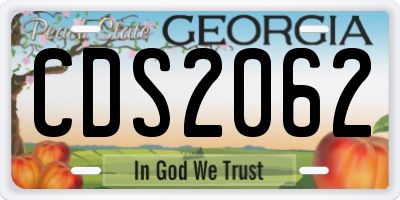GA license plate CDS2062