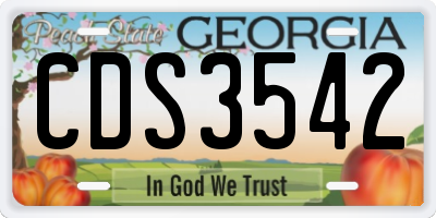 GA license plate CDS3542