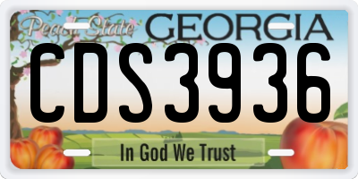 GA license plate CDS3936