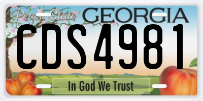 GA license plate CDS4981