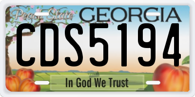 GA license plate CDS5194