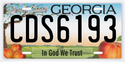 GA license plate CDS6193