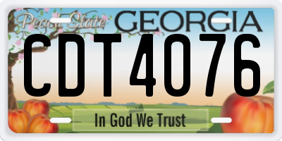 GA license plate CDT4076