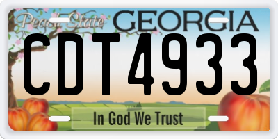 GA license plate CDT4933