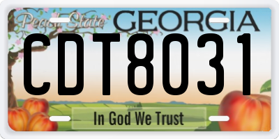 GA license plate CDT8031