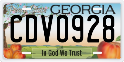 GA license plate CDV0928