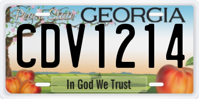 GA license plate CDV1214