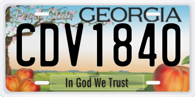 GA license plate CDV1840
