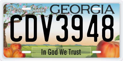 GA license plate CDV3948