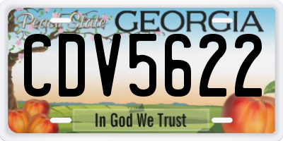 GA license plate CDV5622