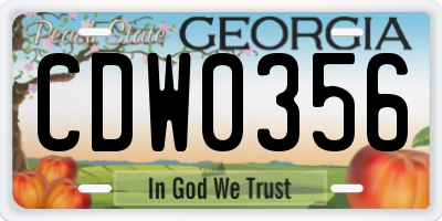 GA license plate CDW0356
