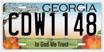 GA license plate CDW1148