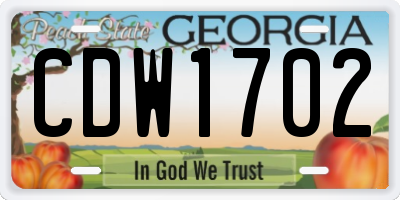 GA license plate CDW1702