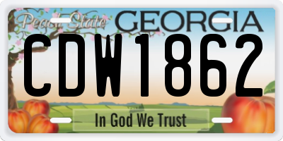 GA license plate CDW1862